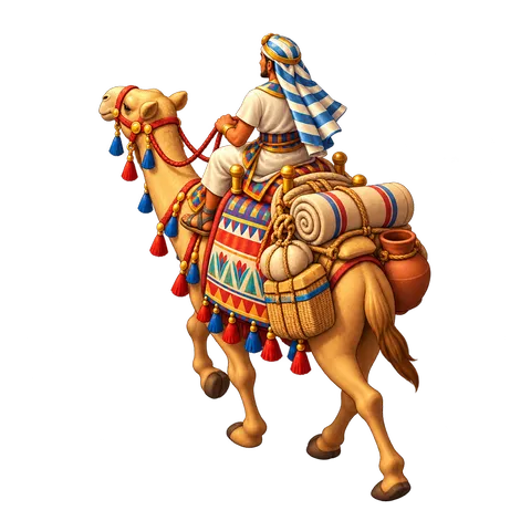 Ancient Egypt: Camel rider (back view)
