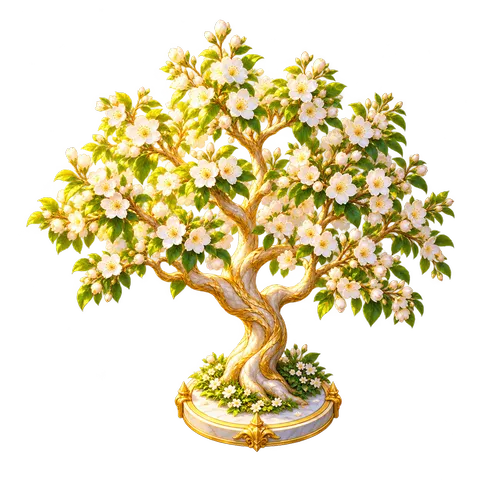 Heavenly City: White blossom tree