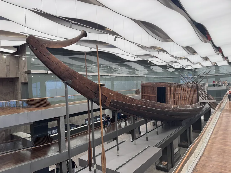 Khufu's ship, about 4,500 years old, now in the Grand Egyptian Museum.