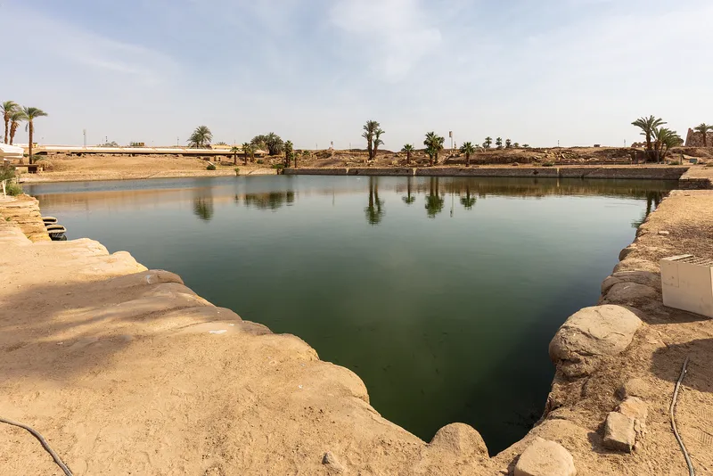 The sacred lake of the temple of Karnak, where priests washed before ceremonies.
