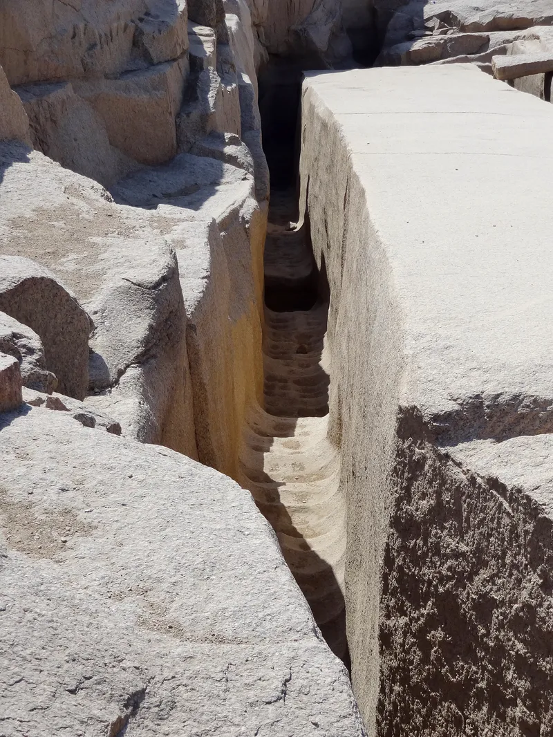 The unfinished obelisk, still lying in its granite quarry at Aswan. It cracked before it could be finished.