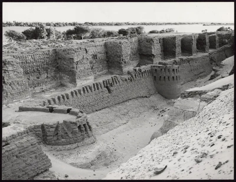 The walls of the fortress of Buhen in Nubia, uncovered by archaeologists before Lake Nasser flooded the site.