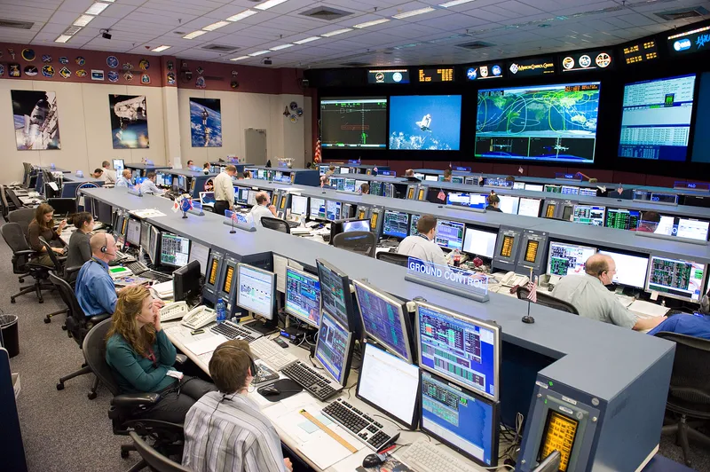 The space station flight control room in Houston.