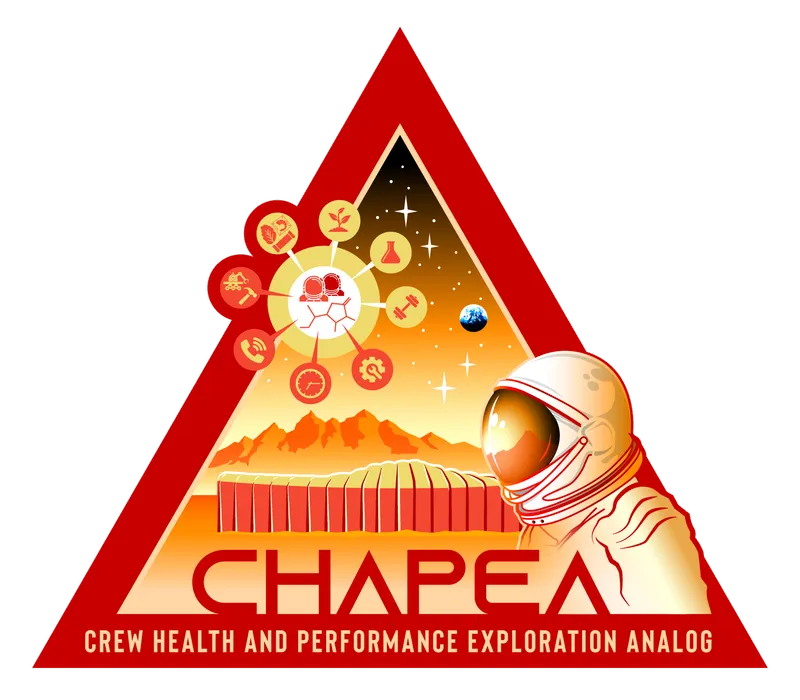 The mission patch of CHAPEA, NASA's year-long simulated Mars missions on Earth.