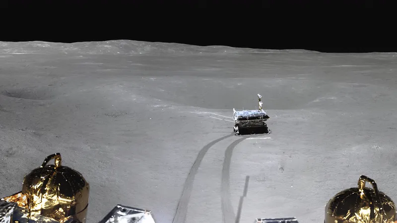 China's Yutu-2 rover leaving the Chang'e 4 lander on the far side of the Moon in 2019.