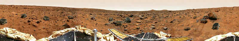 A panorama from Mars Pathfinder, which landed in 1997 with the small Sojourner rover.