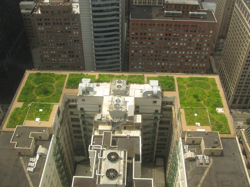 The green roof on top of Chicago City Hall.