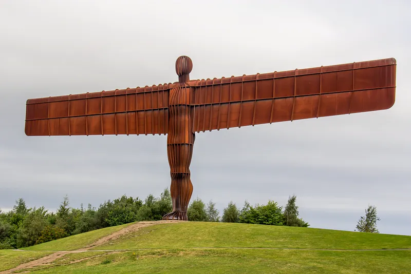 The Angel of the North, a steel sculpture by Antony Gormley near Gateshead, England.
