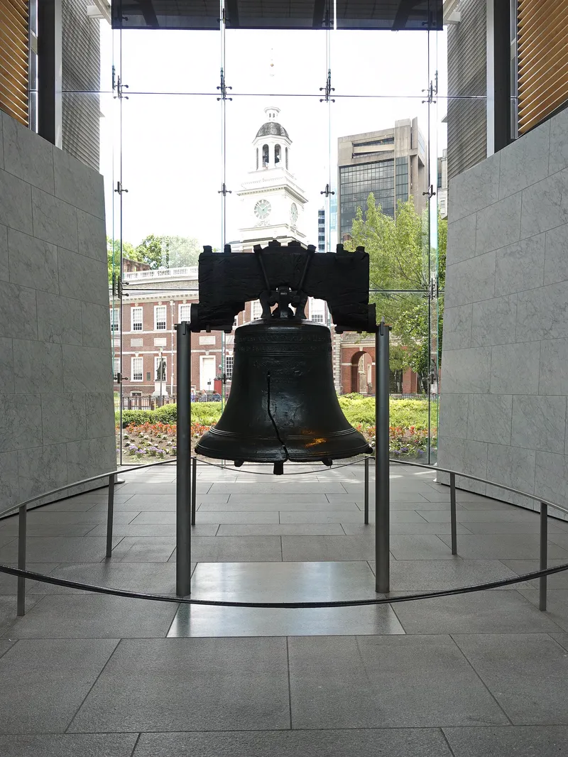 The Liberty Bell in Philadelphia, with its famous crack.