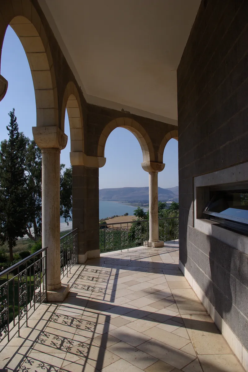 The view from the Church of the Beatitudes, on the hill where Christians remember the Sermon on the Mount, down to the Sea of Galilee.