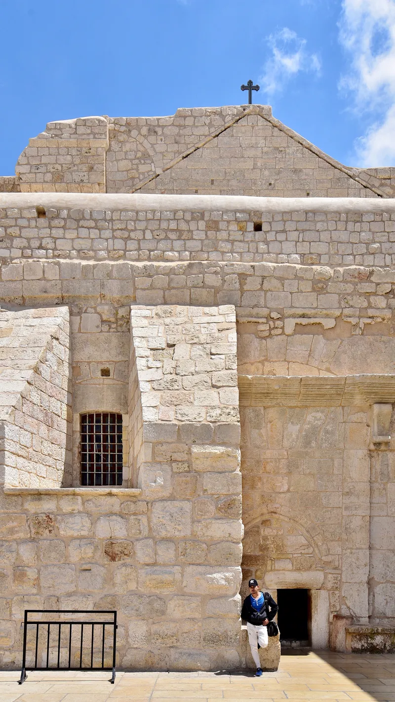 The Door of Humility, the low entrance to the Church of the Nativity in Bethlehem. Visitors bow to go in.