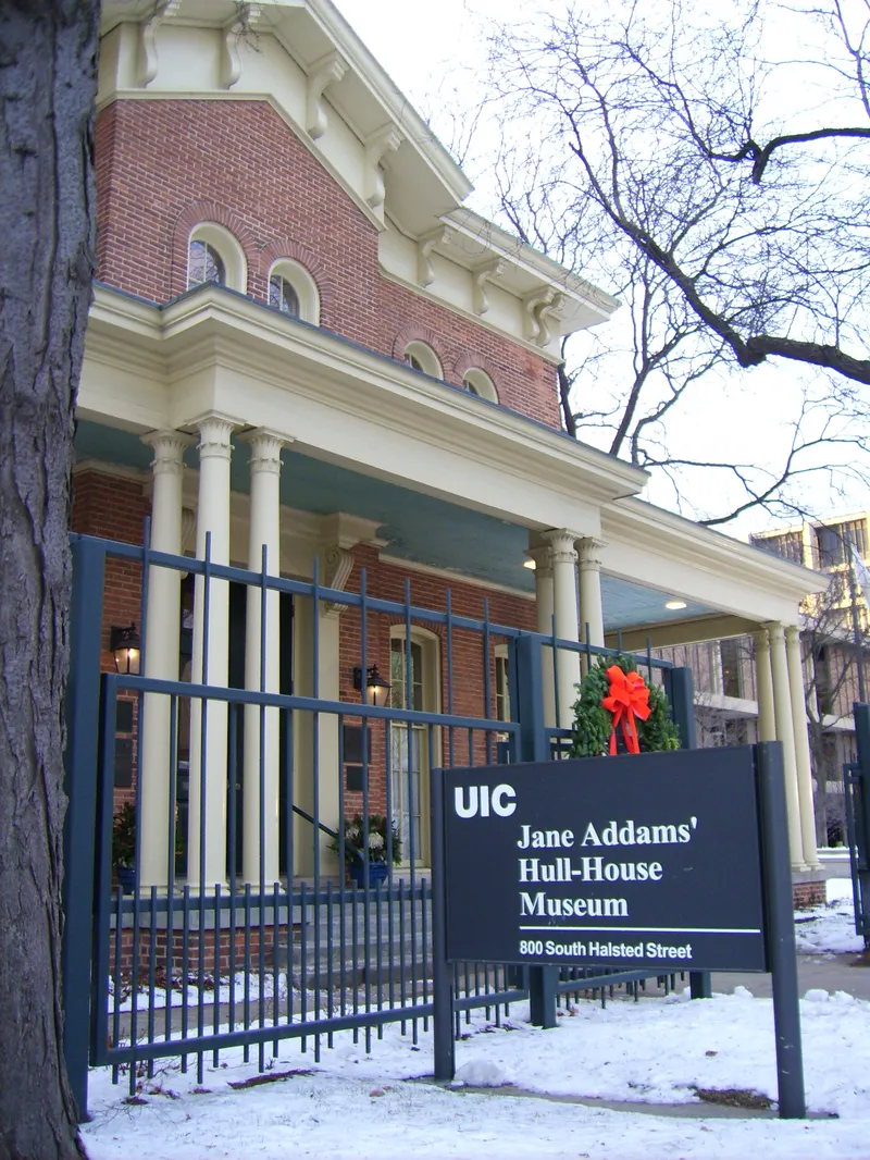 Hull House in Chicago, founded in 1889 by Jane Addams and Ellen Gates Starr as a settlement house offering classes and help to neighbors.