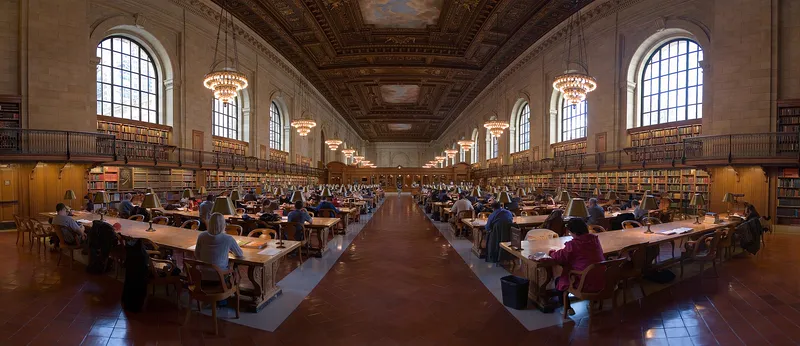 The great reading room of the New York Public Library.