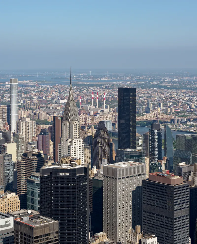 The Art Deco Chrysler Building rising among Manhattan's skyscrapers.