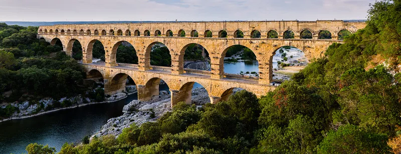 The Pont du Gard in southern France carried water across the river Gardon to the Roman city of Nîmes.