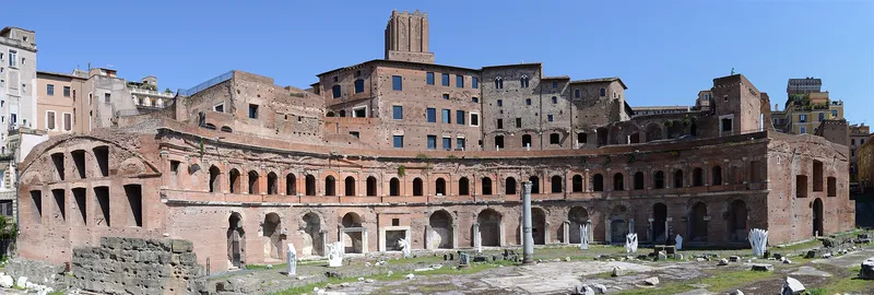 The Forum of Trajan, with the curving brick front of Trajan's Market behind.