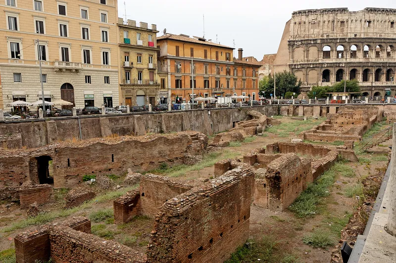 The remains of the Ludus Magnus, with the curved edge of its training arena.