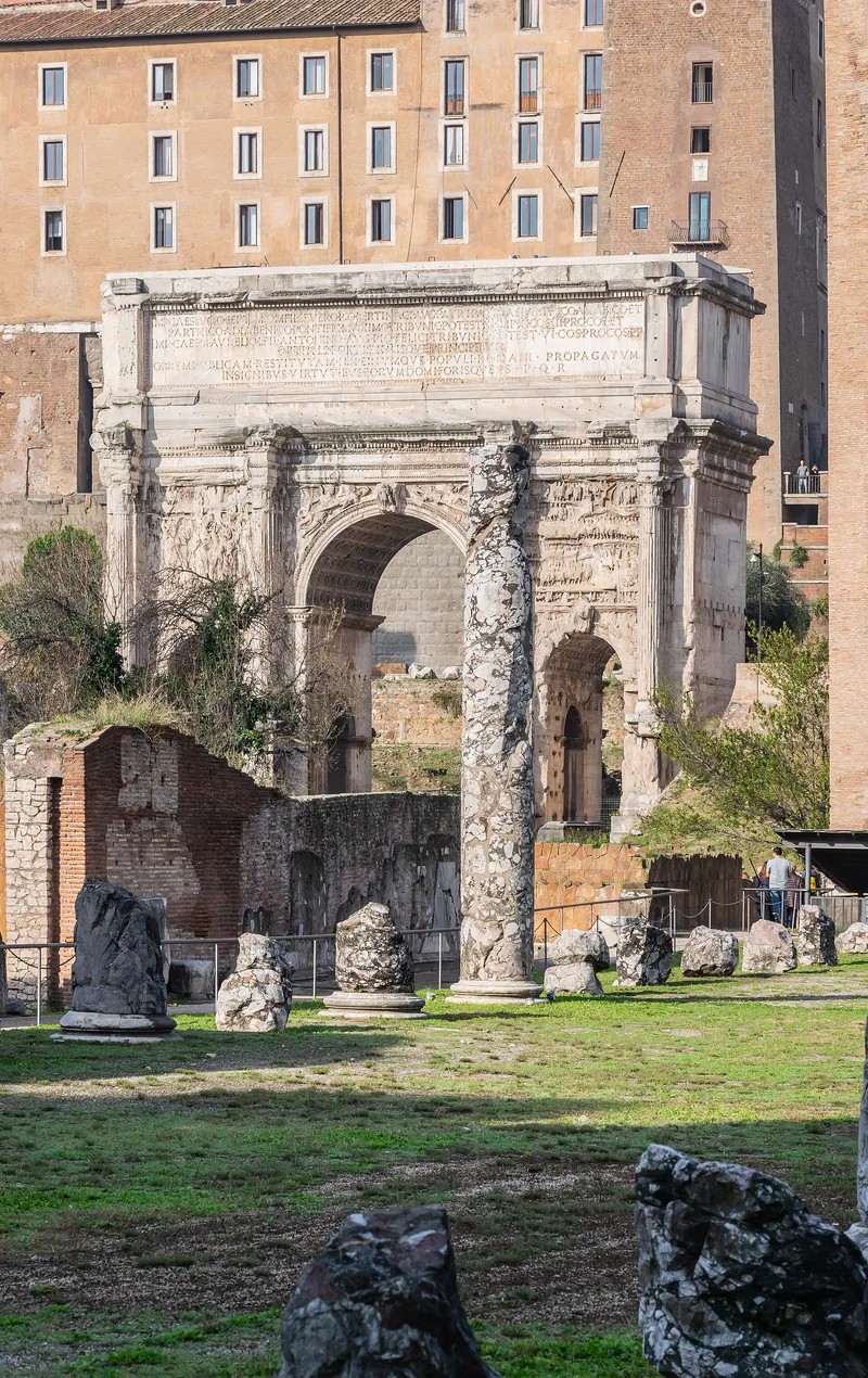 The Arch of Septimius Severus in the Roman Forum.