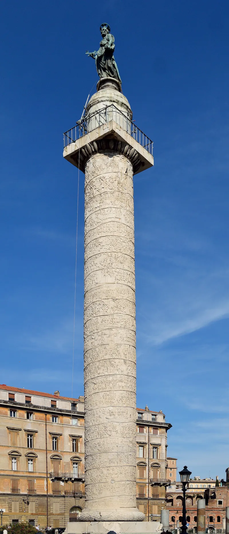 Trajan's Column in Rome, with its spiral band of carvings.