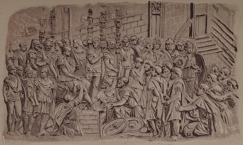 A detail of the carvings on Trajan's Column.