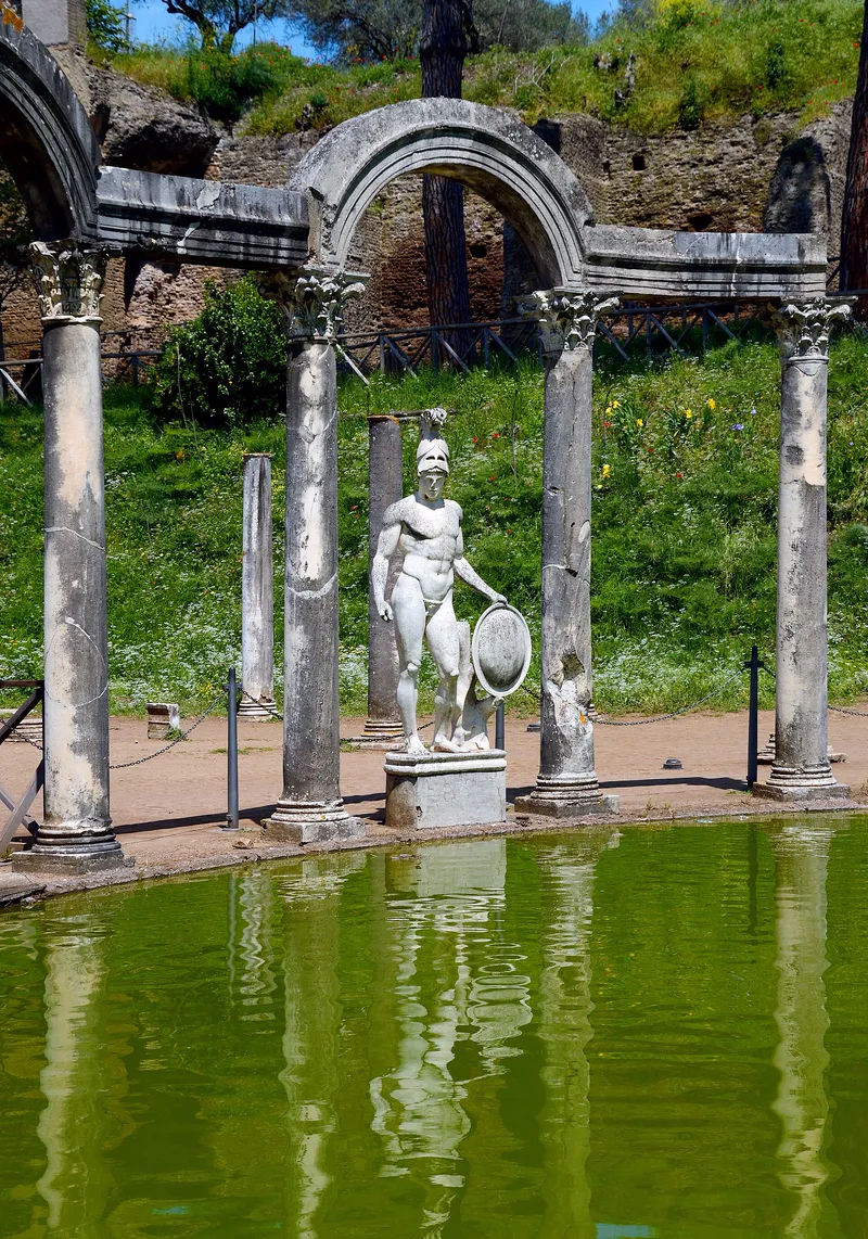 The Canopus, a long pool lined with statues at Hadrian's Villa, Tivoli.