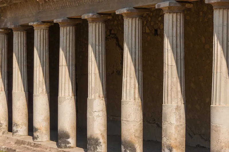 A colonnade at the Villa of Poppaea at Oplontis, near Pompeii.
