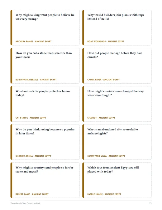 A page of ten discussion cards.