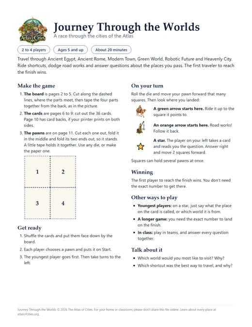 The one page of rules, with a picture of how the board goes together.