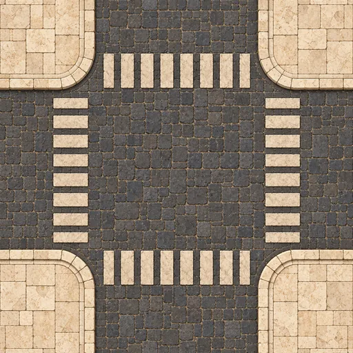 Stone crossroads in the Ancient Rome city, seen from above