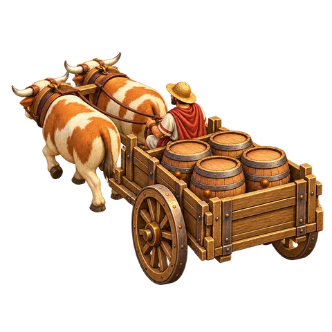 Back view of the ox cart (Ancient Rome)